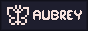 the text 'aubrey' next to ascii art of a pink butterfly