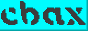 the text 'cbax' on a blue background