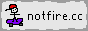 the text 'notfire.cc' next to a lil stick figure with a red baseball cap riding a purple skateboard