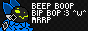 the text 'beep boop bip bop :3 ^w^ mrrp' next to a drawing of (i think?) unnick's fursona