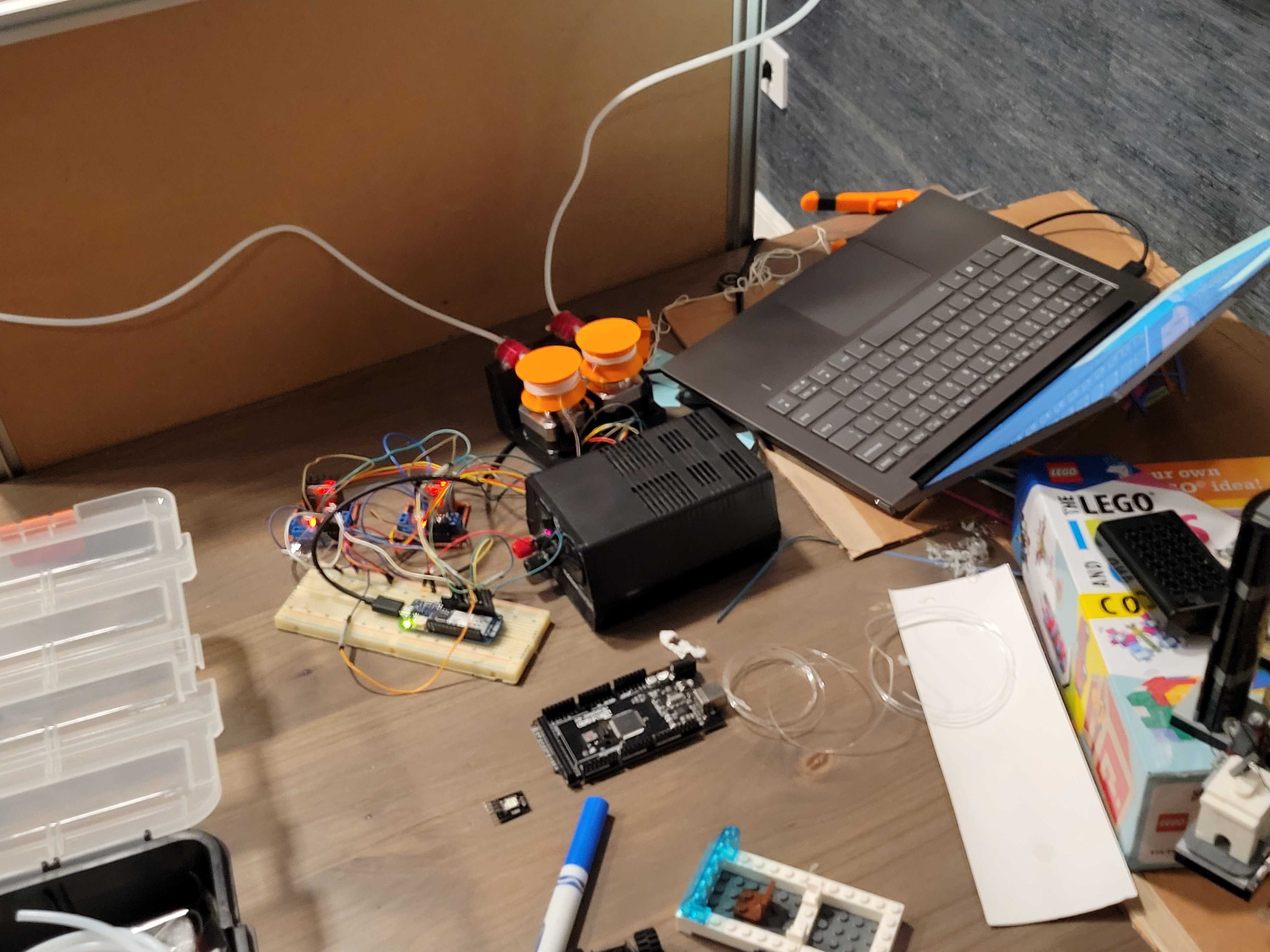 LED array - 3d printed module alongside a COB LED and water cooling block